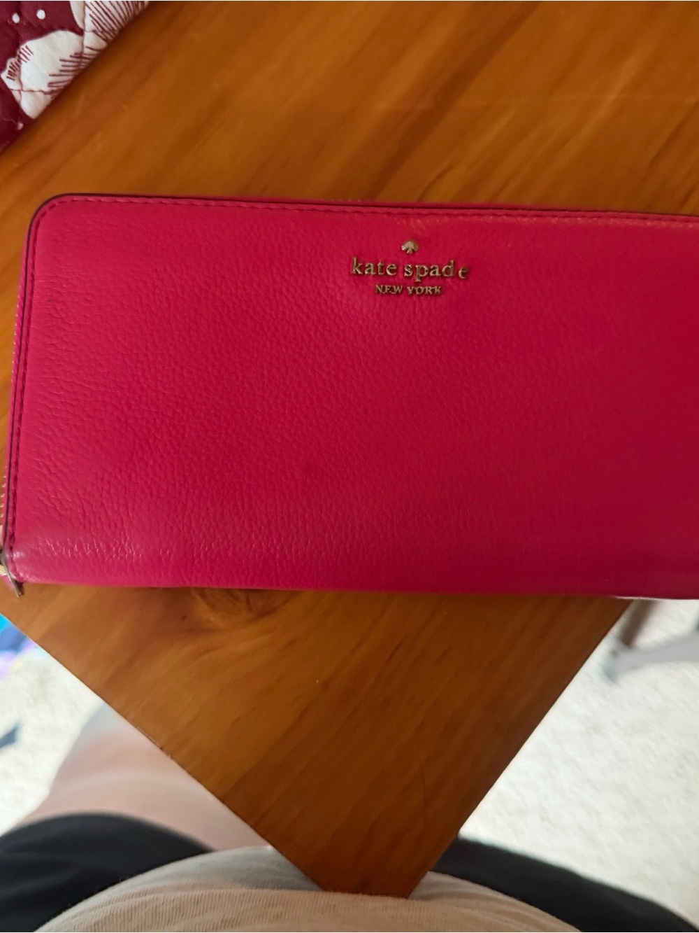 kate spade Bright Pink Zip-Around Leather Wallet